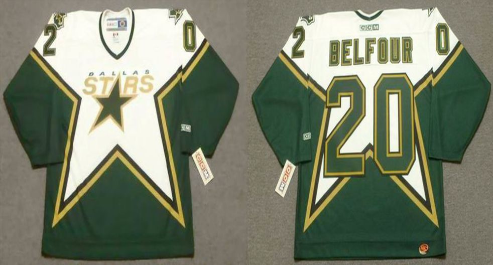 2019 Men Dallas Stars #20 Belfour Green CCM NHL jerseys->dallas stars->NHL Jersey
